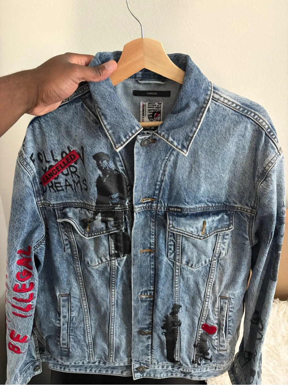 Guess C Brandalised Oversized Denim Jacket/Medium.